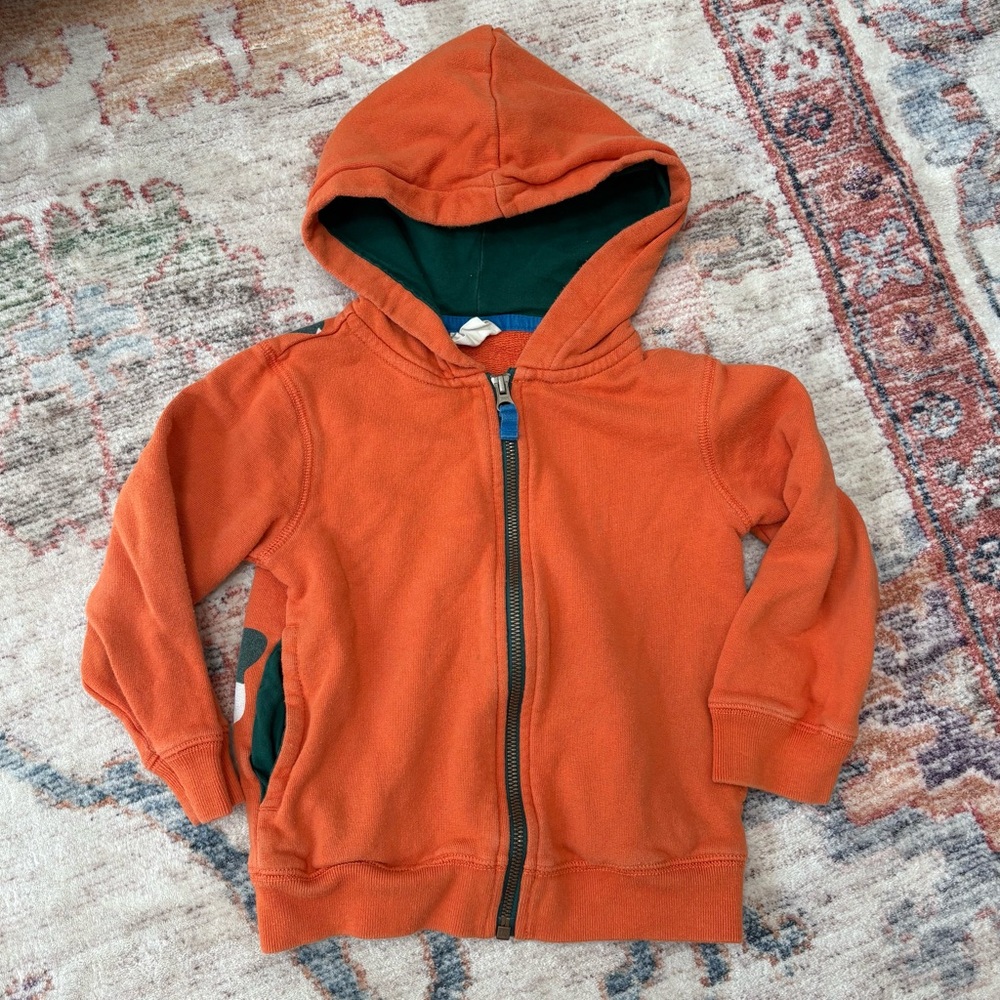 Mini Boden Boys Girls Star Skull Crossbone Orange Zip Up Hoodie‎ 2-3y - Picture 2 of 7
